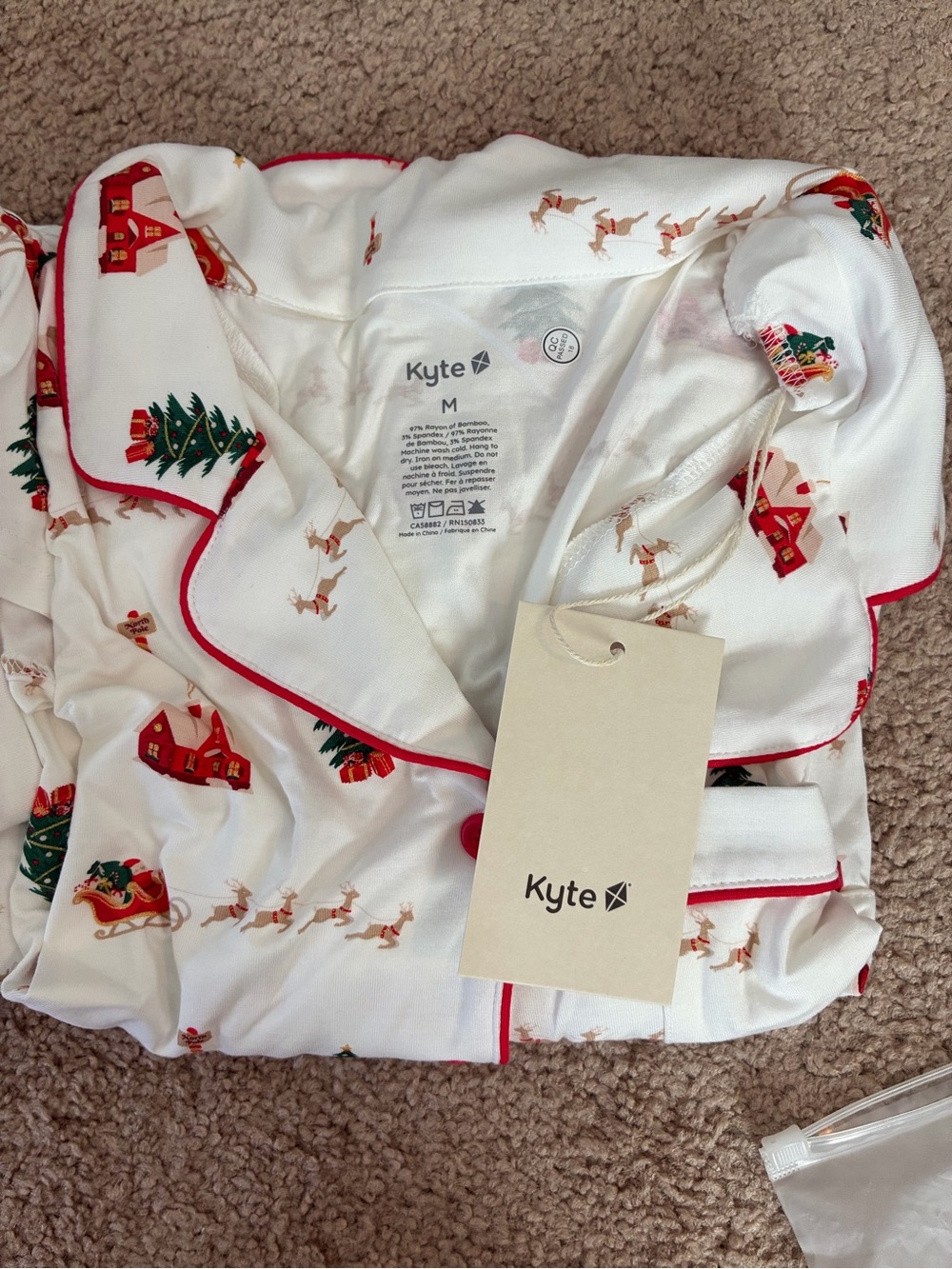 Kyte White Holiday Tree & Reindeer Pajama Set